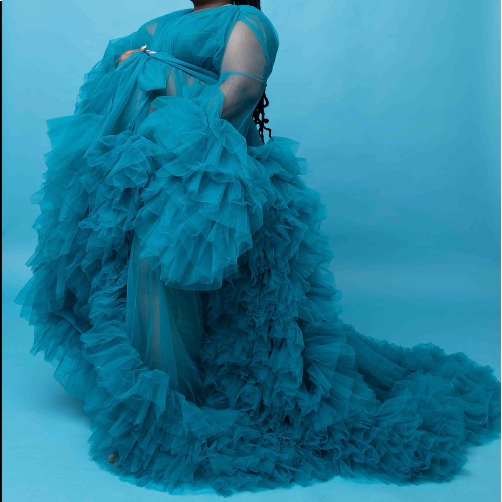 Teal Tulle Robe Dress